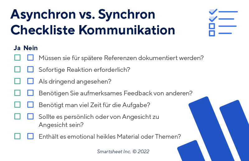 Checkliste für asynchrone vs. synchrone Kommunikation