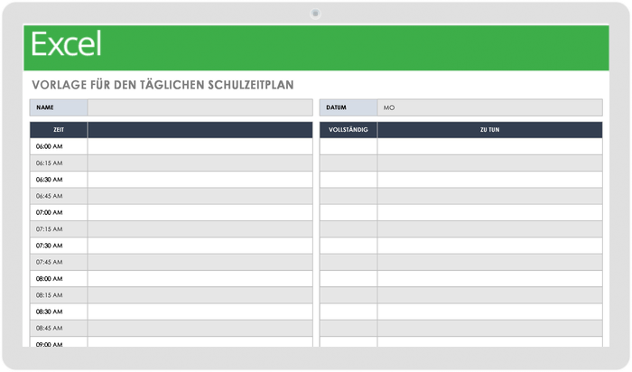 签证官rlage für den täglichen Schulplan