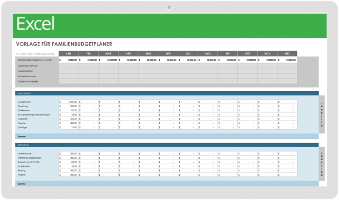 Familienbudgetplaner-Vorlage