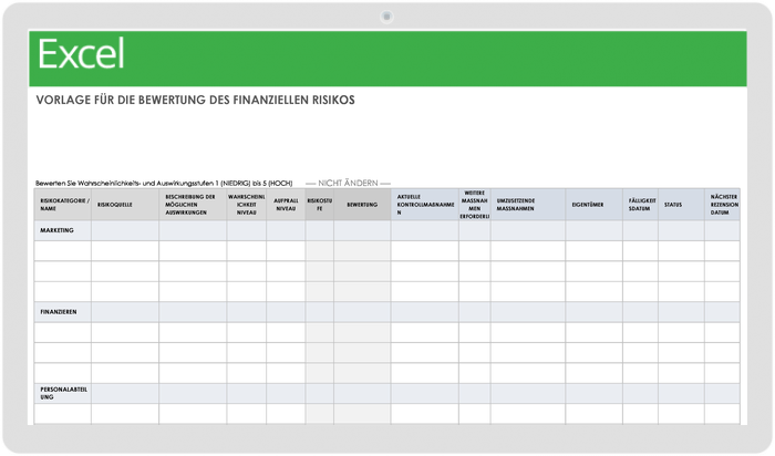 Vorlage zur Bewertung des finanziellen Risikos