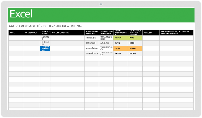 签证官RLAGE FÜR DIE IT-RISIKOBEWERTUNGSMATRIX