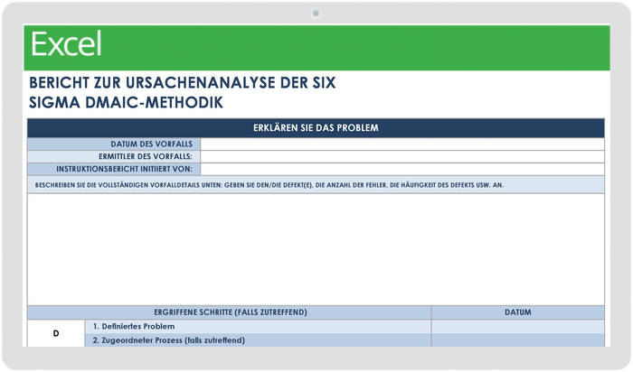 项目管理精益六西格玛DMAIC-Methodik Vorlage für die Ursachenanalyse