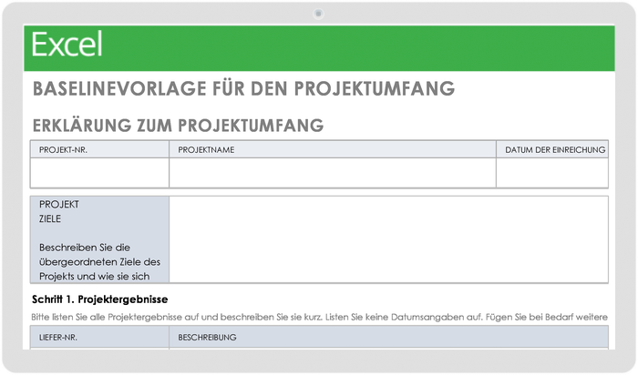 Baseline-Vorlage für den Projektumfang