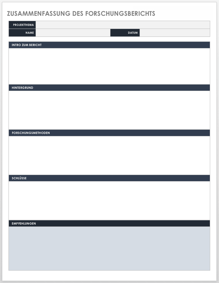 Zusammenfassungsvorlage für Forschungsberichte