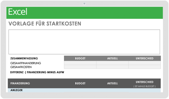 Vorlage für Startkosten