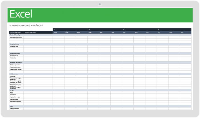 Modèle de plan de marketing numérique