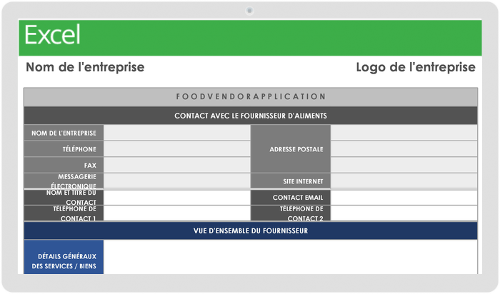 模型de要求de fournisseur de的alimentaires