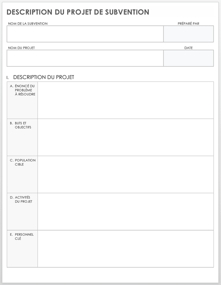 Description du projet de subvention