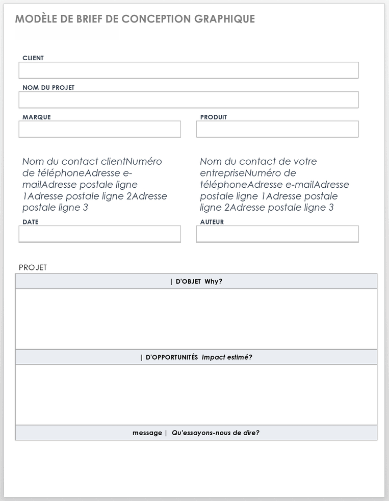 Modèle de brief de conception graphique