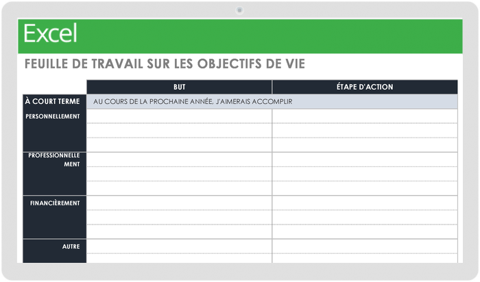 FICHE DE TRAVAIL SUR LES OBJECTIFS DE VIE