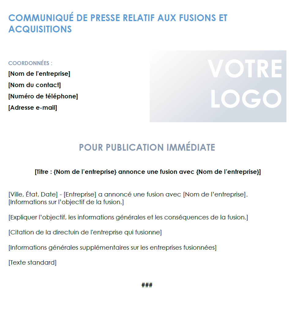 Modèle de communiqué de presse MA