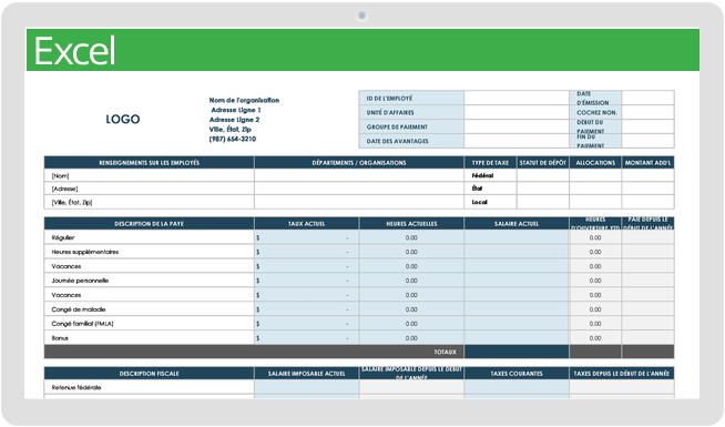 Mise à jour du modèle de fiche de paie de l'organisation