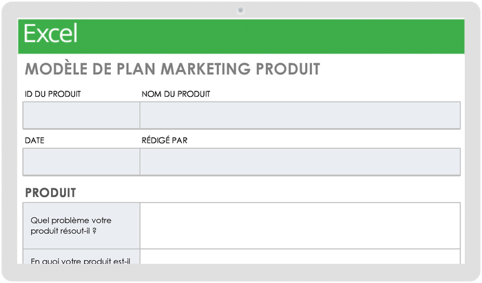 Modèle de plan de marketing produit