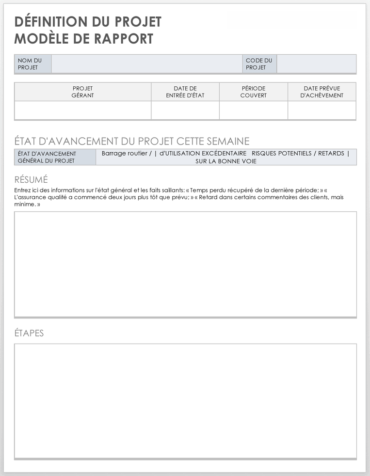 Modèle de rapport de définition de projet