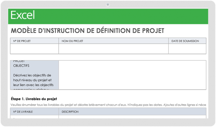 Modèle de déclaration de définition de projet