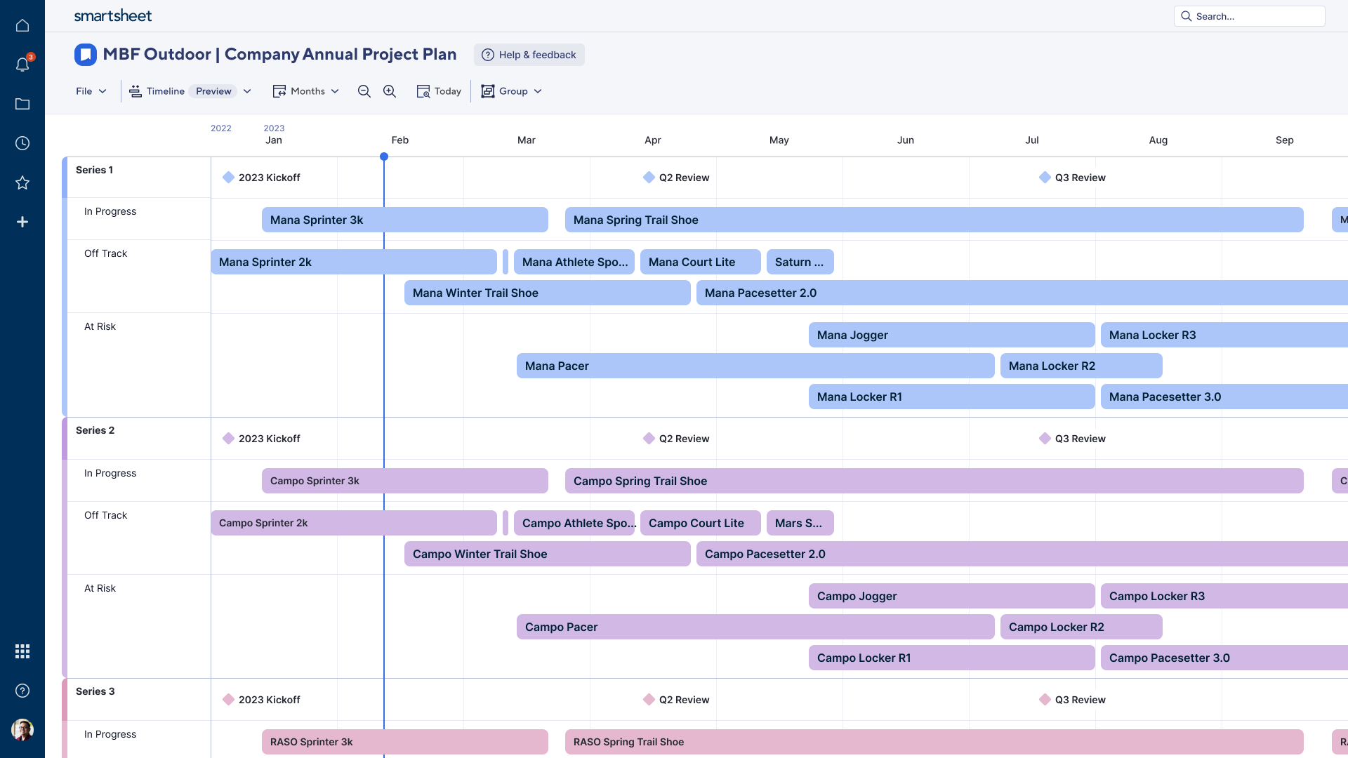 新的视图从t截图he Smartsheet Early Adopter Program