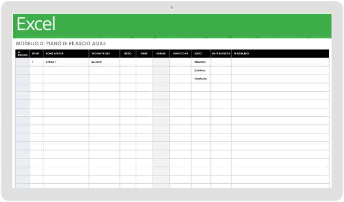 Modello di piano di rilascio agile