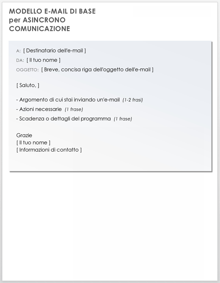 Modello di posta elettronica di base per la comunicazione asincrona