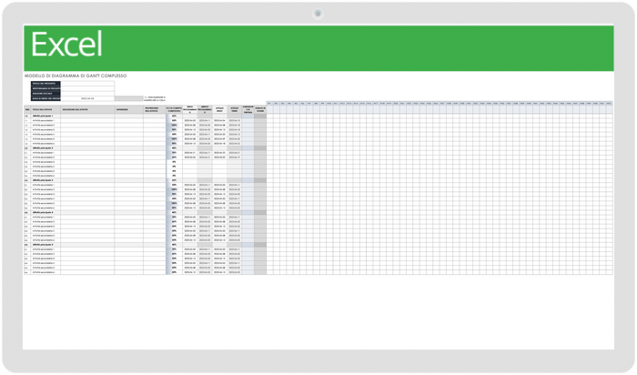 Modello di diagramma di甘特complesso