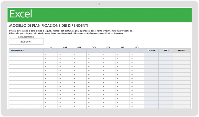 Employee Schedule Template for Excel - Italian