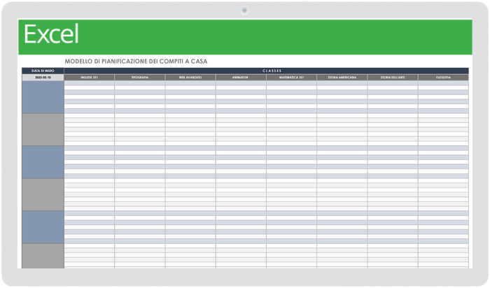 Homework Schedule - Italian