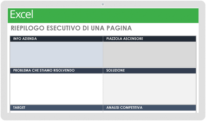 Modello di riepilogo esecutivo di una pagina