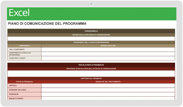 Modello di piano di comunicazione del programma