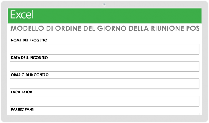 Modello di agenda per la riunione del progetto post mortem