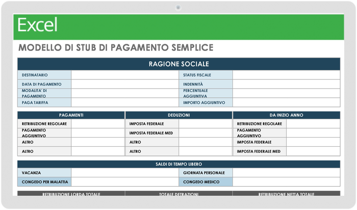 Modello di busta paga semplice