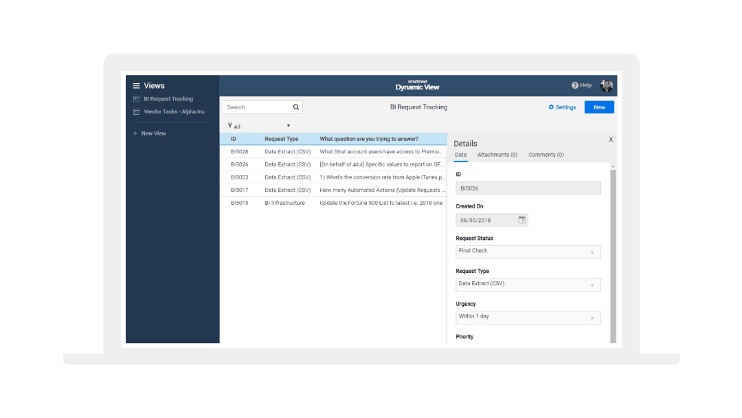 smartsheet dynamic view