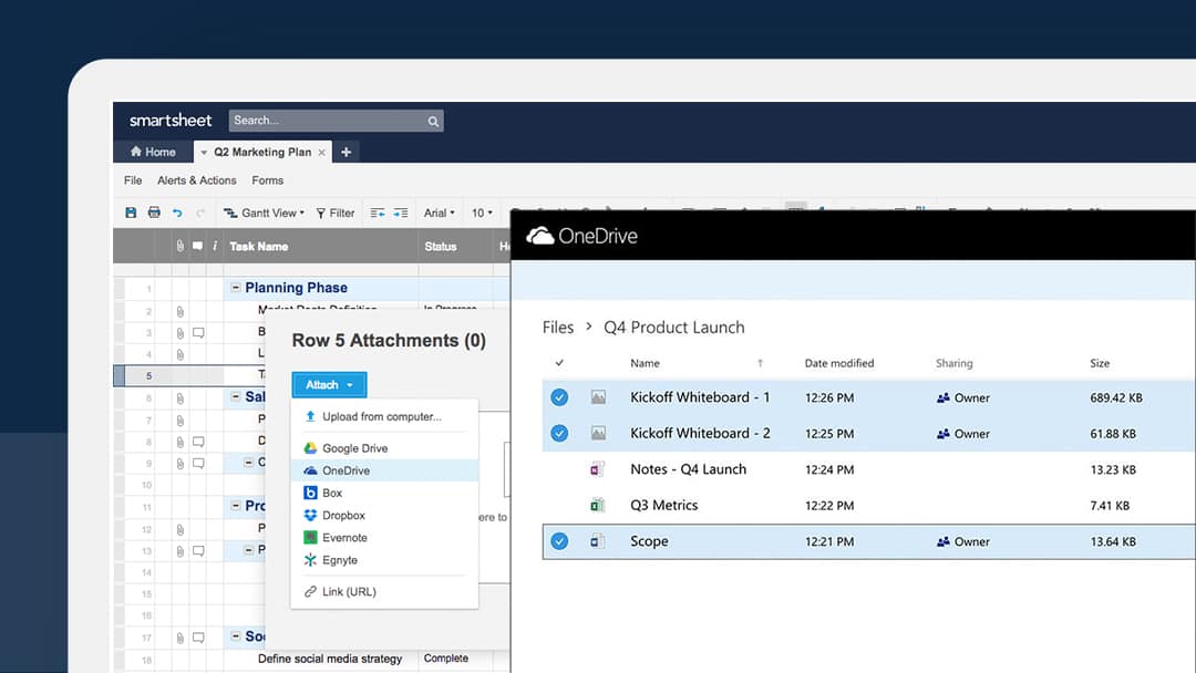 How Smartsheet integrates with Microsoft OneDrive