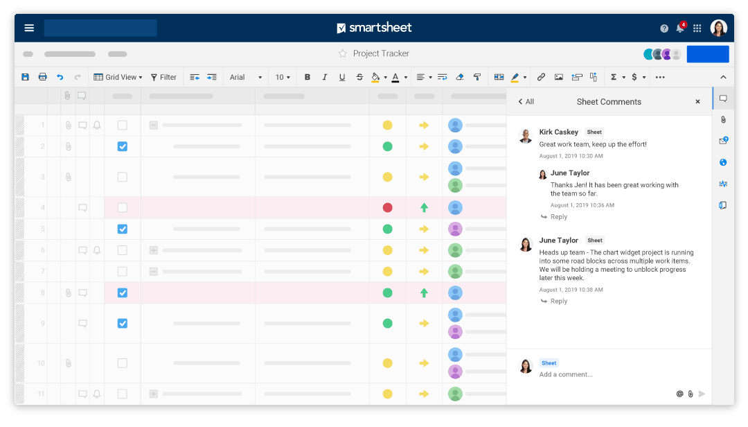 Smartsheet中表内对话的图像