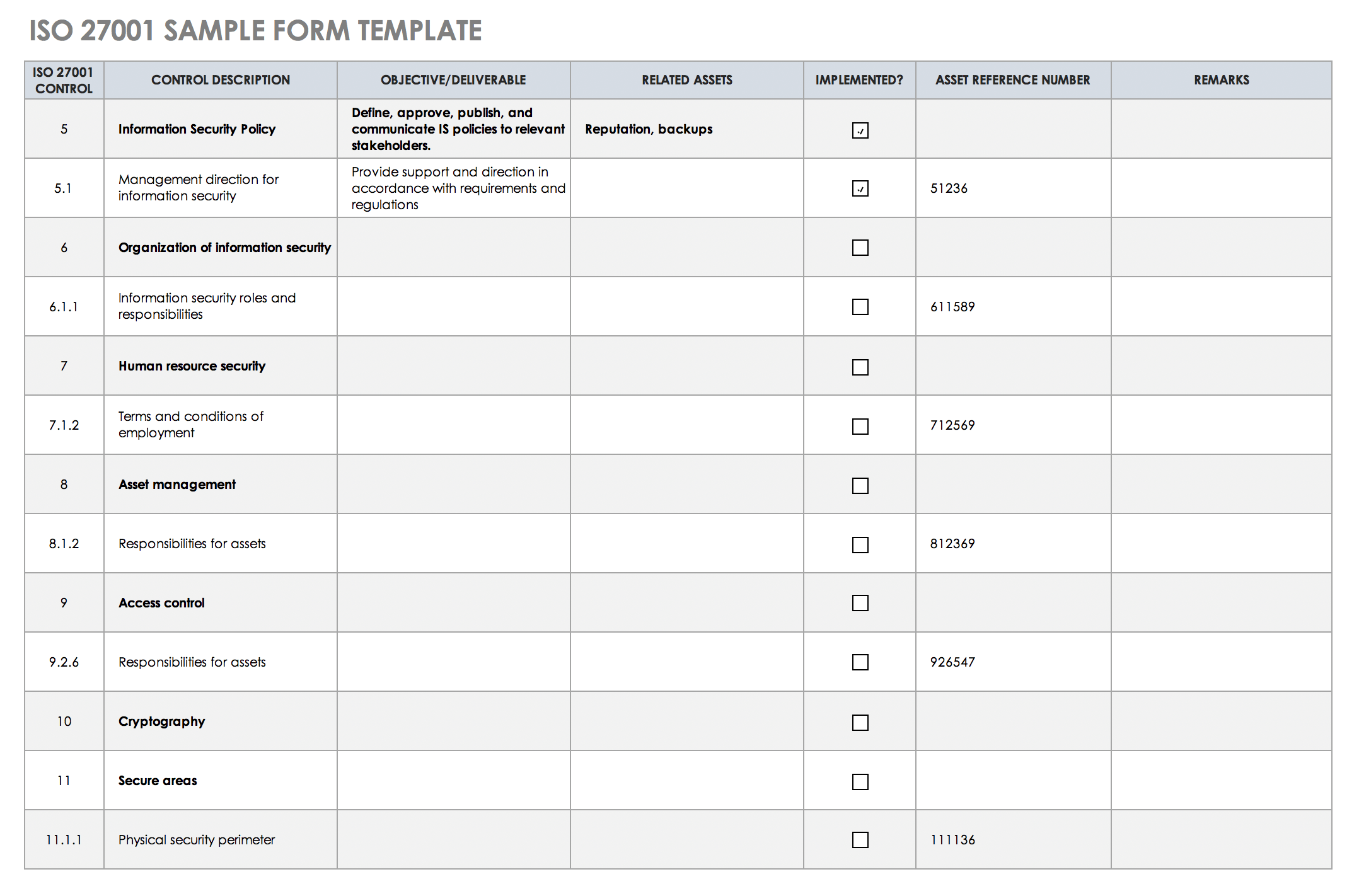 ISO 27001 Sample Form