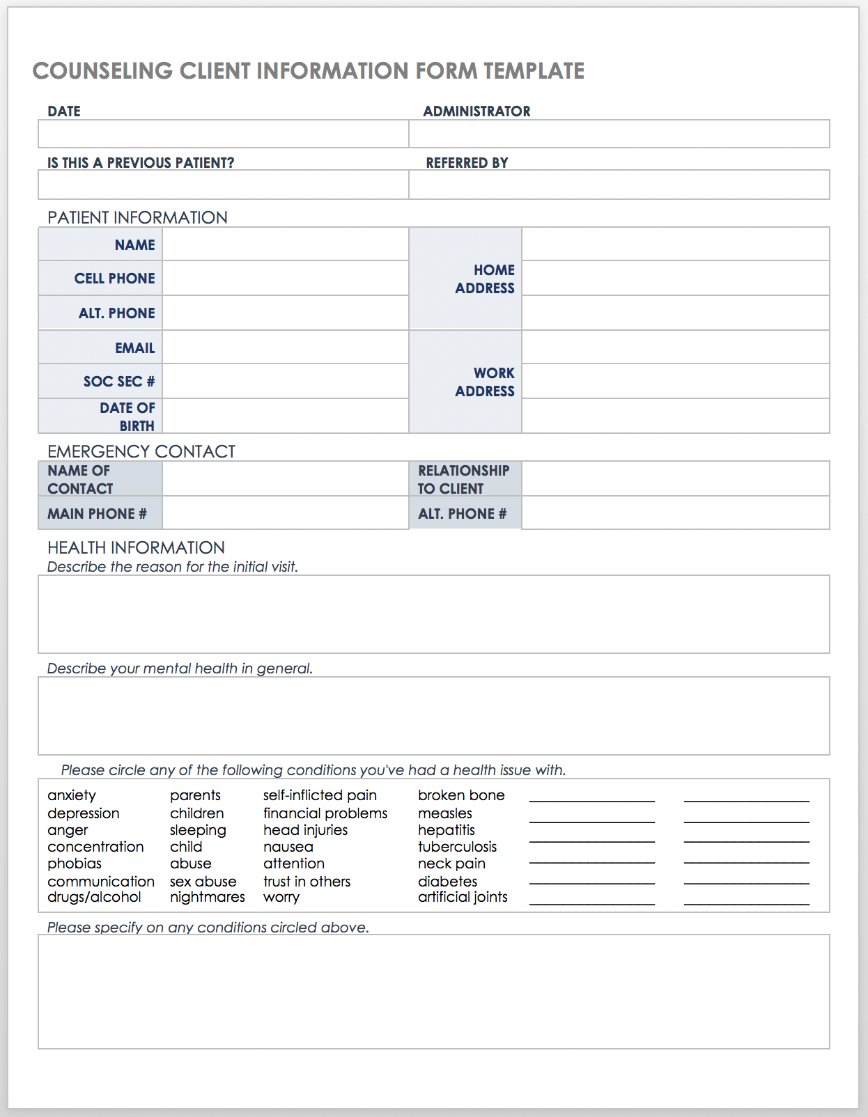 咨询客户资料表