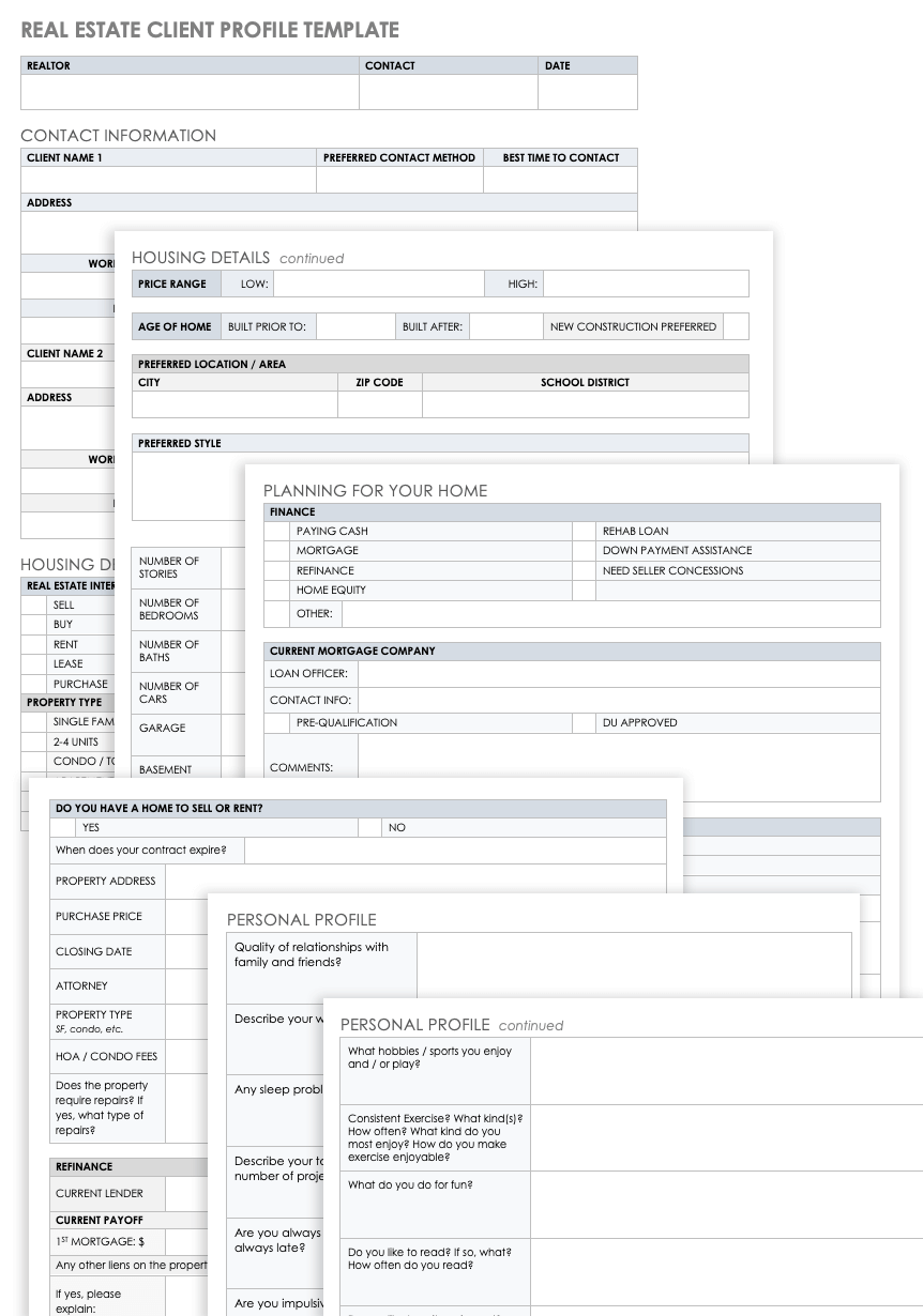 Real Estate Client Profile Template