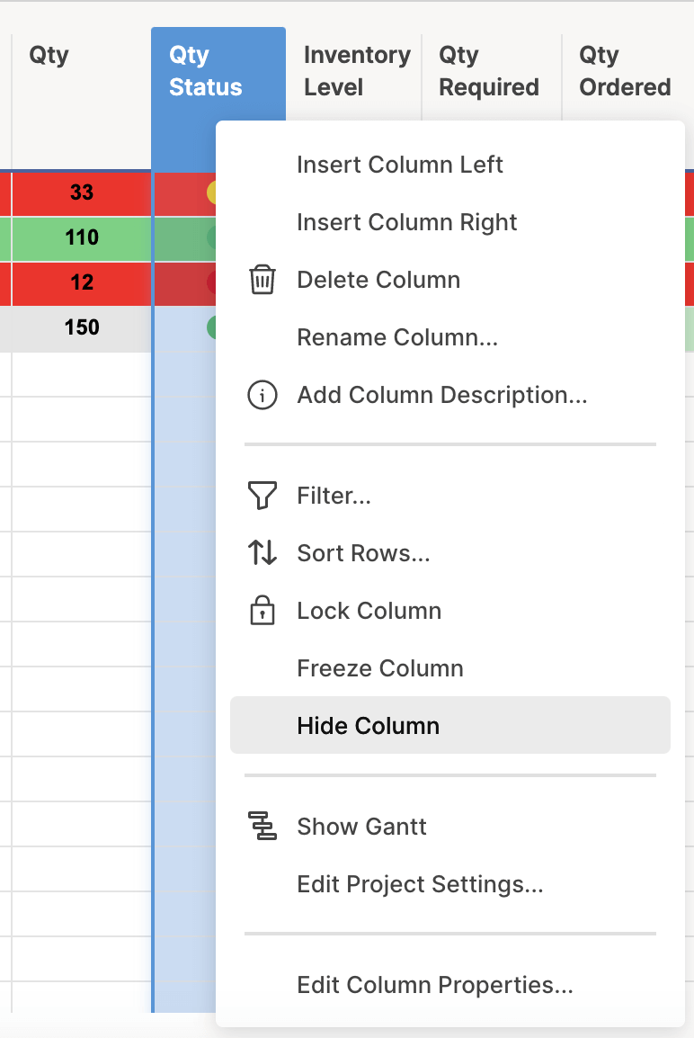 Hide Column Smartsheet