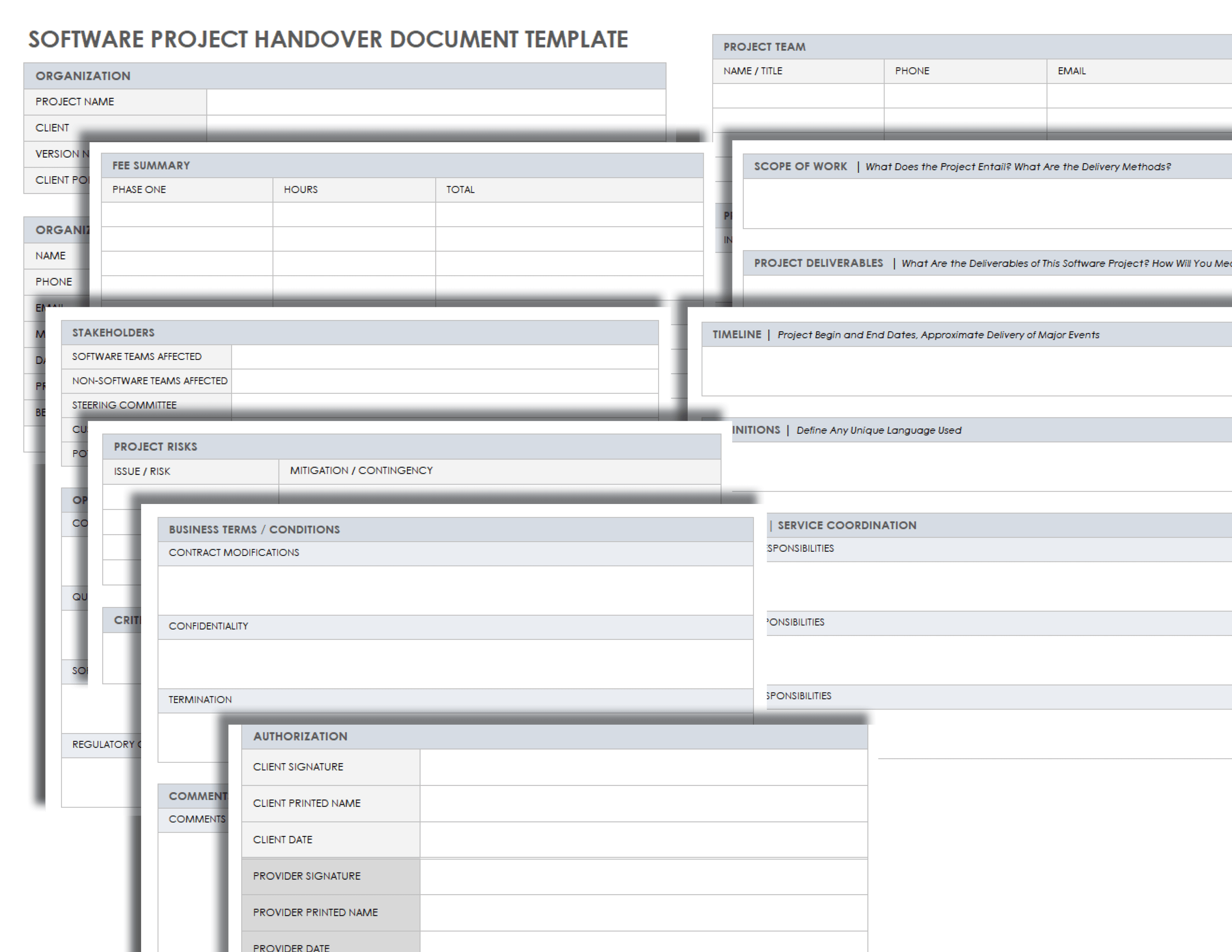 Software Project Handover Document Template