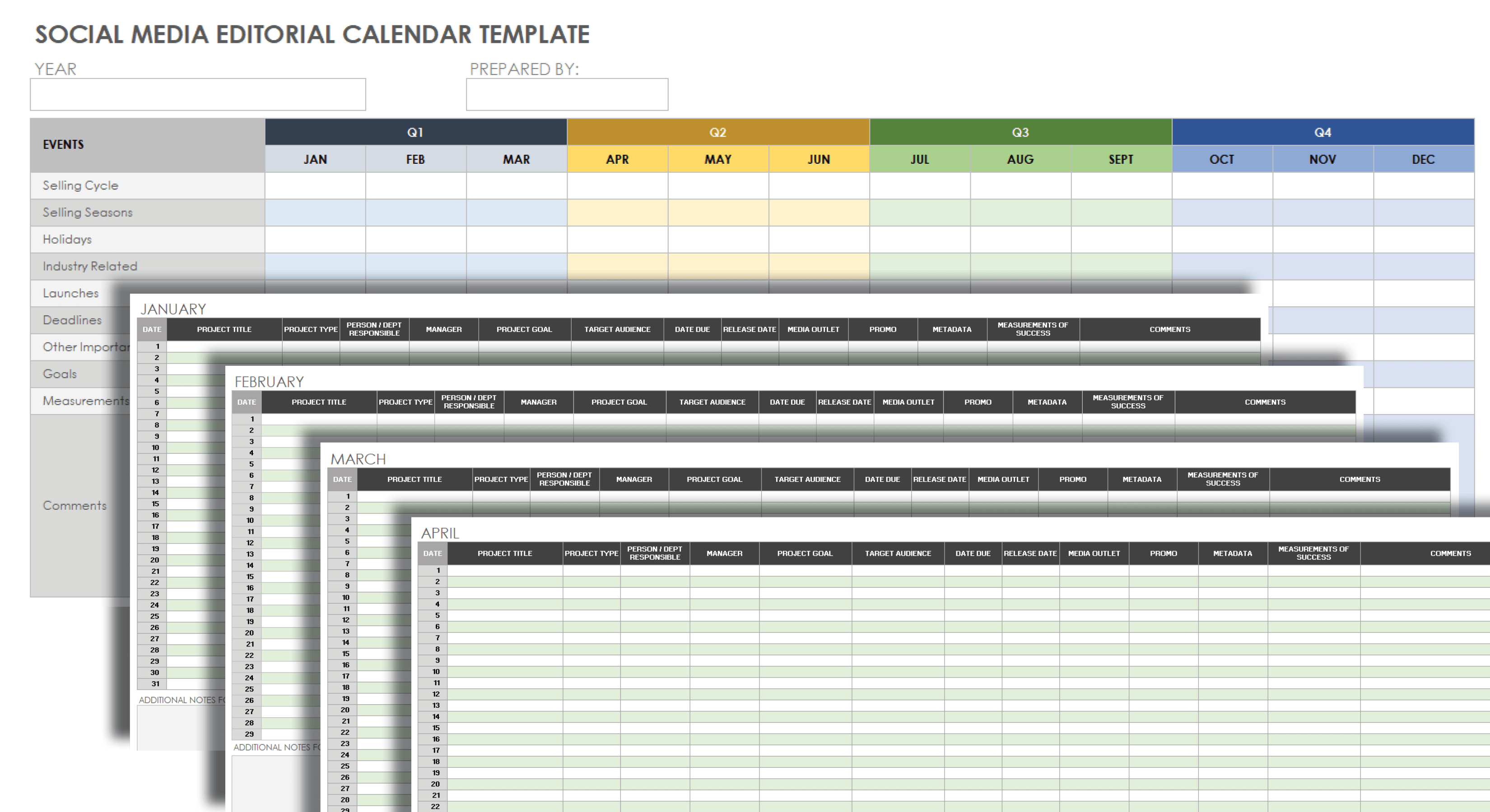 社会我dia Editorial Calendar Template