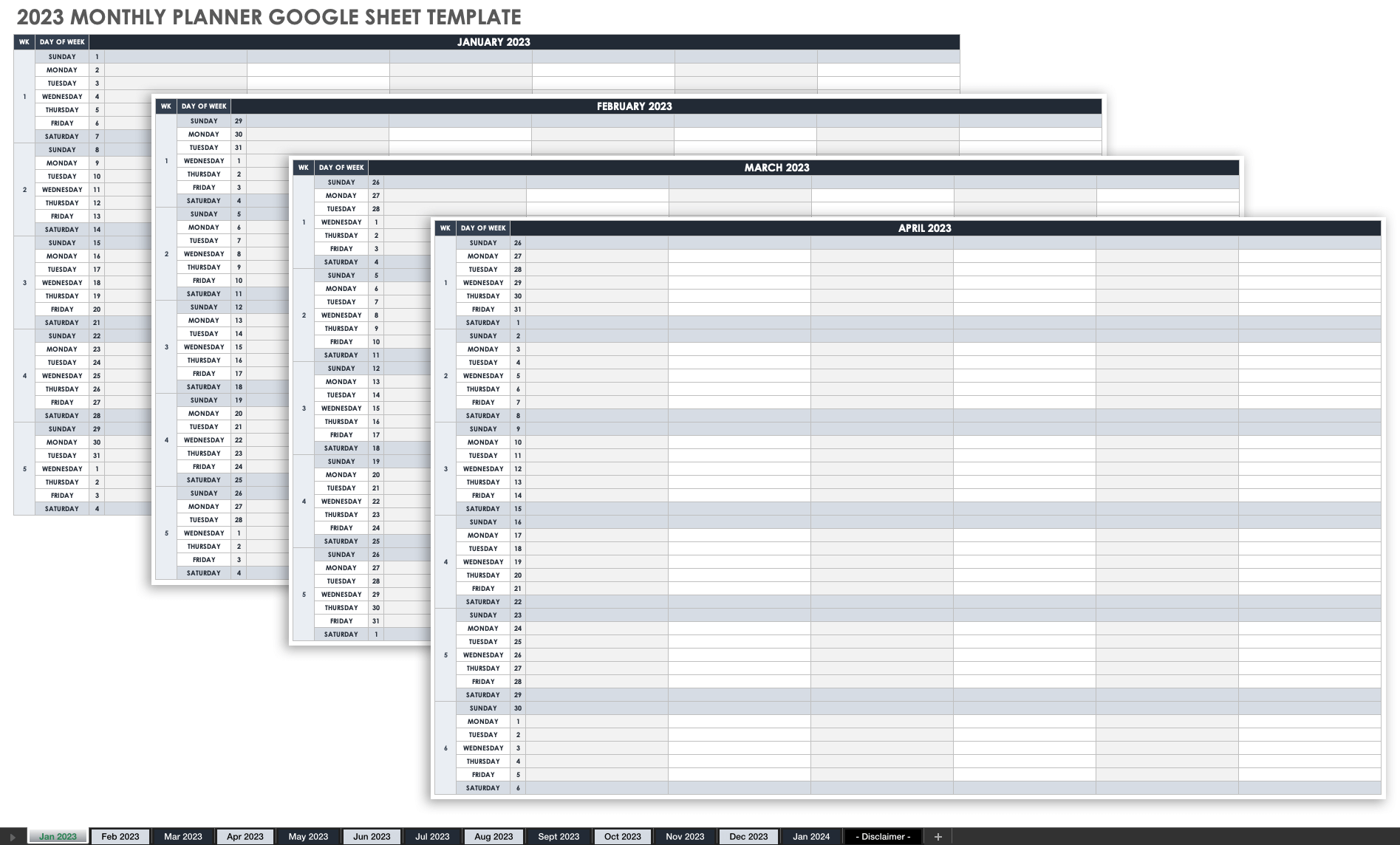 2023 Monthly Planner Template