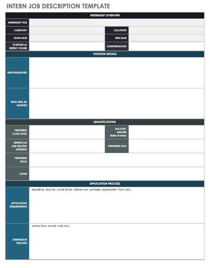 在tern Job Description Template