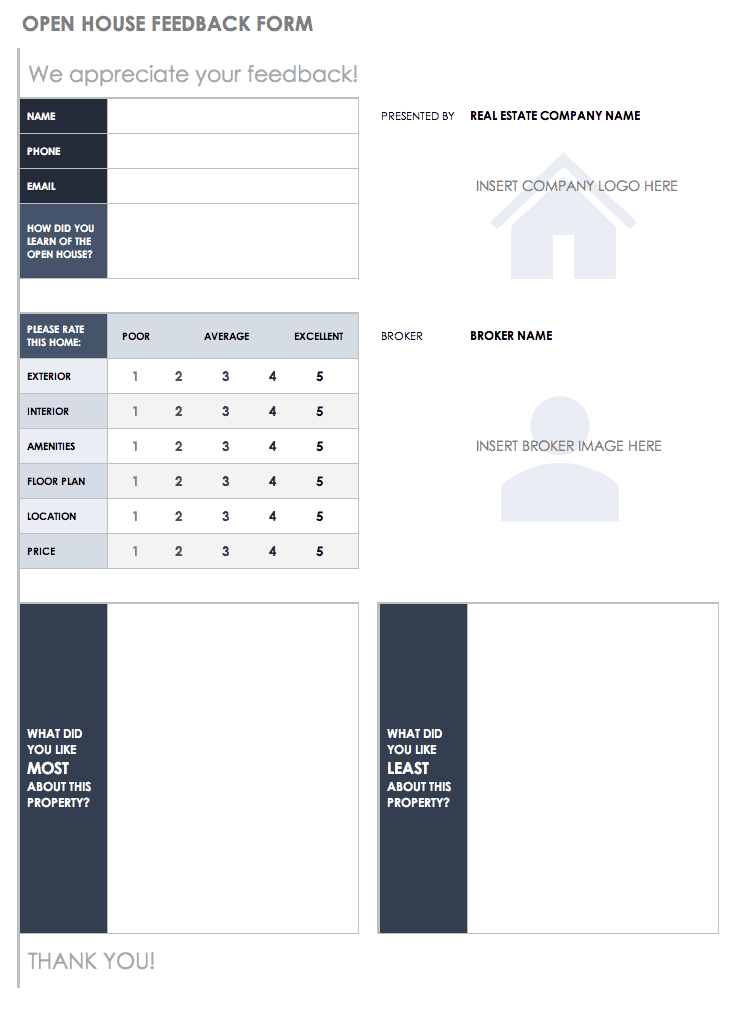 Open House Feedback Form Template