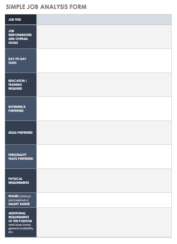 年代imple Job Analysis Form