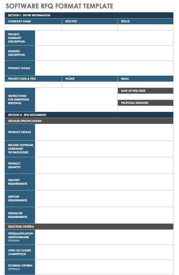 Software RFQ Format Template