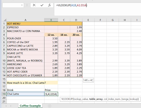 VLOOKUP second argument example