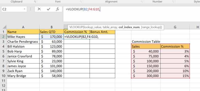 VLOOKUP table array argument